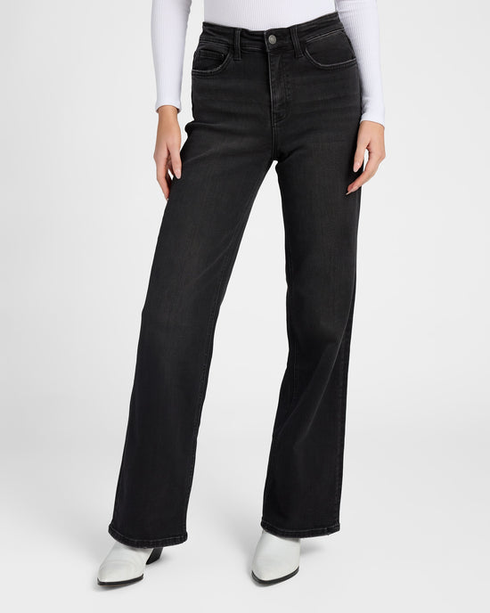 Black $|& Flying Monkey Jeans Mid Rise Loose Fit Wide Leg Jeans - SOF Front