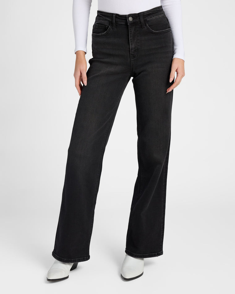 Black $|& Flying Monkey Jeans Mid Rise Loose Fit Wide Leg Jeans - SOF Front