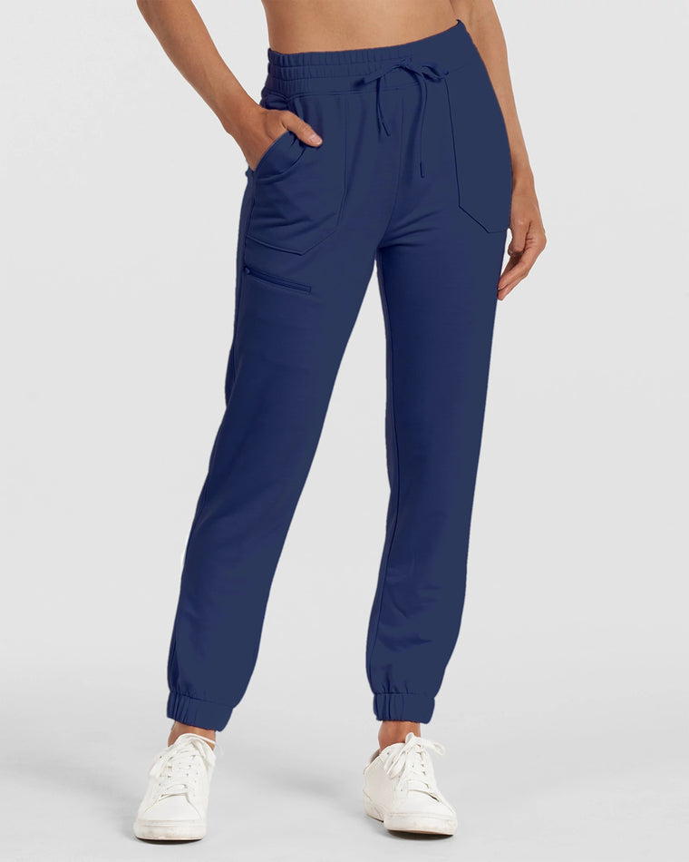 Navy $|& Thrive Société Ellis Zip Pocket Jogger - VOF Front