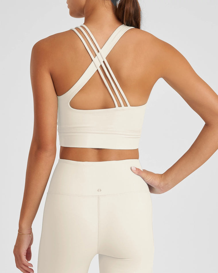 Frost White $|& Thrive Société Vitality Asymmetrical Strappy Bra - VOF Back