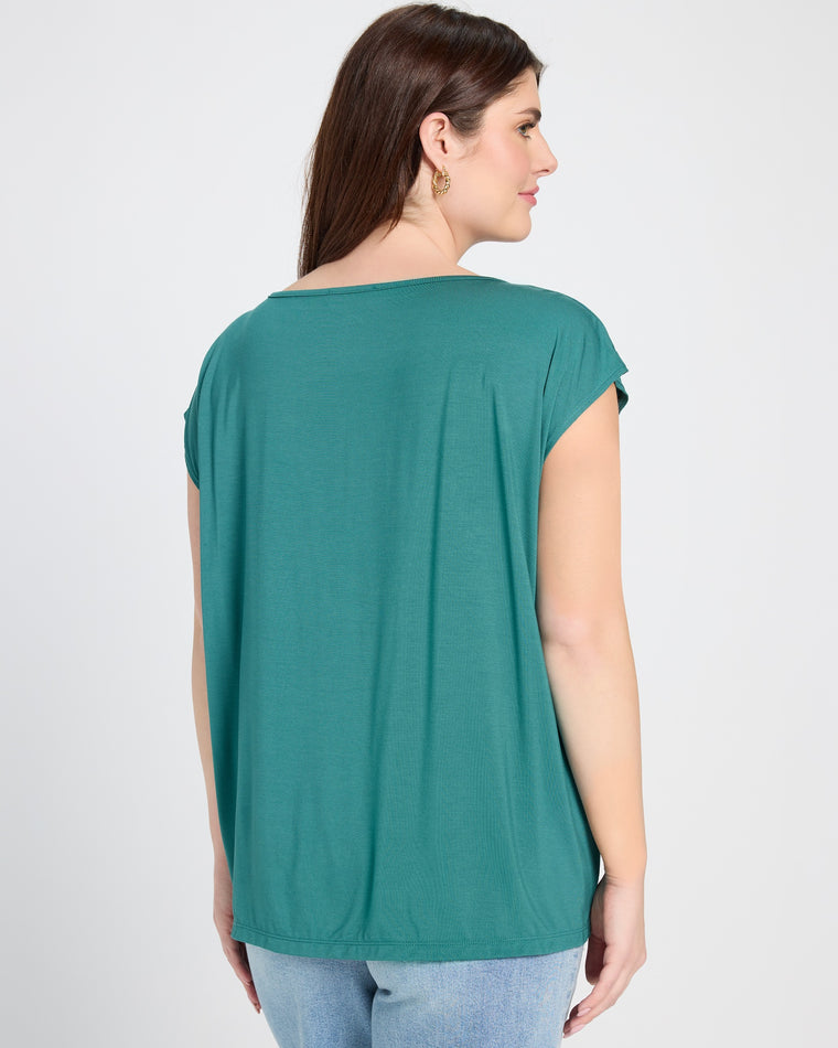 Deep Teal Green $|& SEAS Brentwood Boat Neck Top - SOF Back