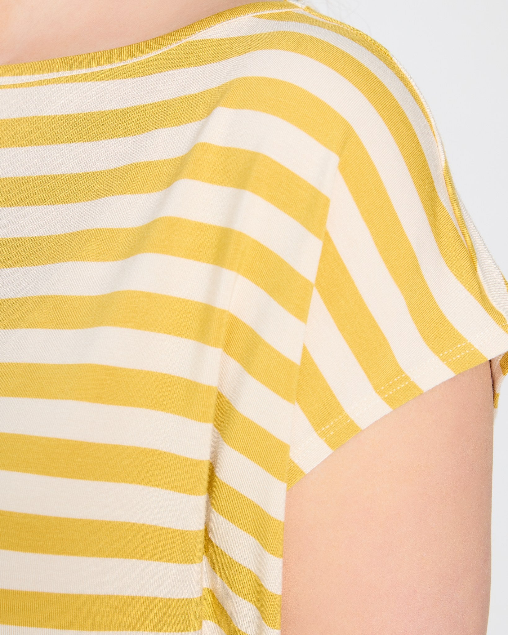 Amber Haze Stripe $|& SEAS Brentwood Boat Neck Stripe Top - SOF Full Front