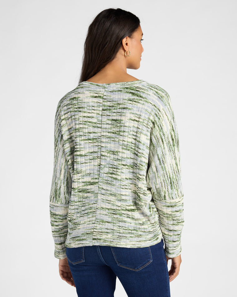 Green Multi $|& Heimious Crew Neck Long Sleeve Space Dye Top - SOF Back