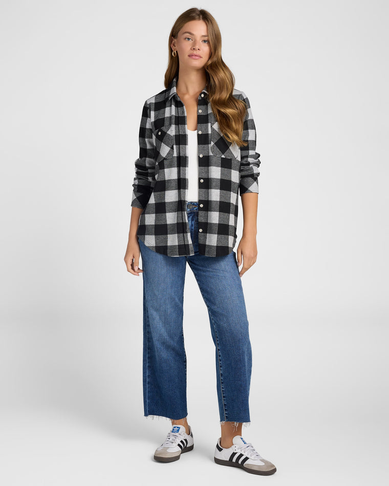 Grey Black Plaid $|& Thread & Supply Lewis Plaid Shirt - SOF Full Front