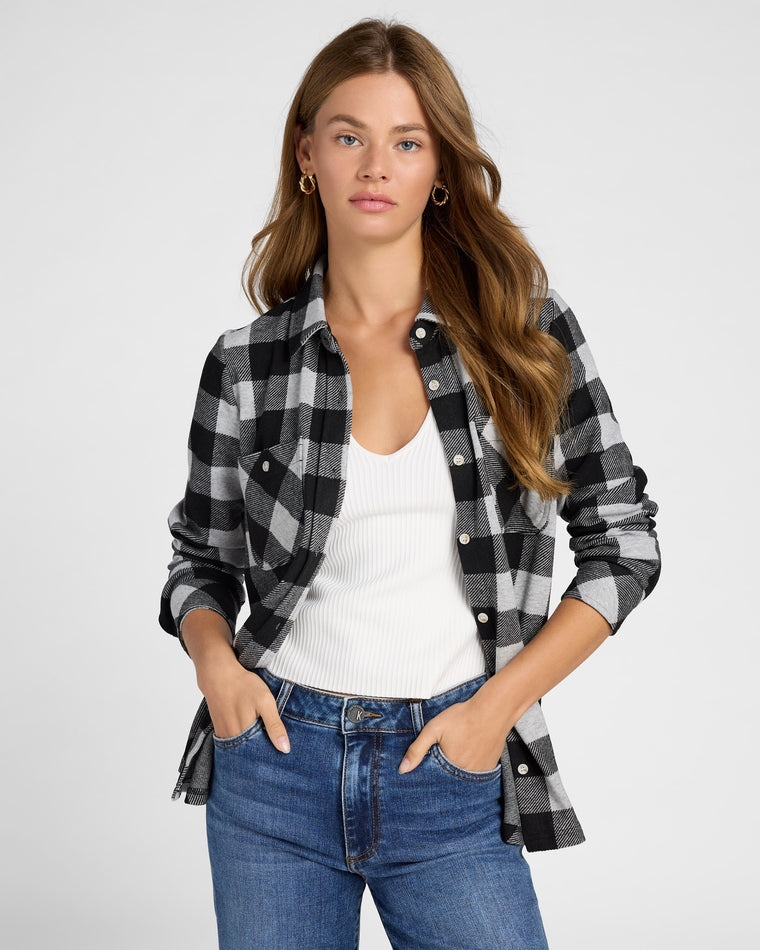 Grey Black Plaid $|& Thread & Supply Lewis Plaid Shirt - SOF Front