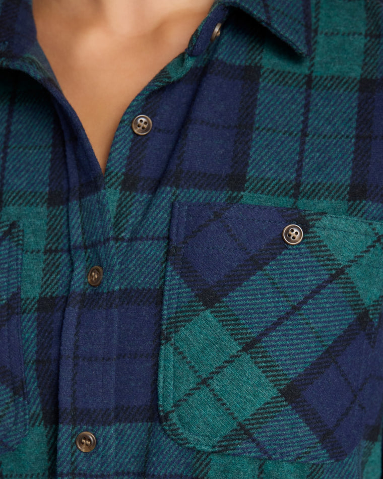 Pine Navy Plaid $|& Thread & Supply Lewis Plaid Shirt - SOF Detail