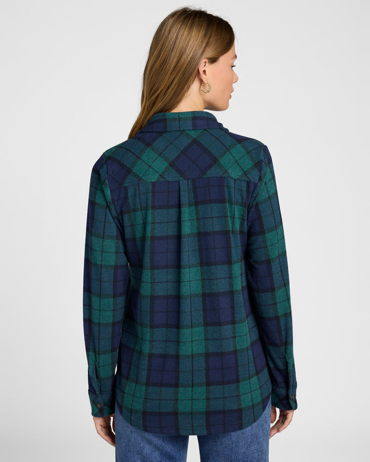 Pine Navy Plaid $|& Thread & Supply Lewis Plaid Shirt - SOF Back