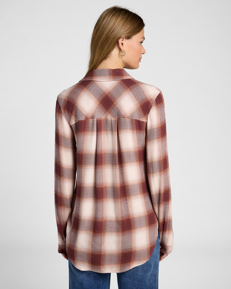 Taupe Rust Plaid $|& Thread & Supply Daphne Shirt - SOF Back