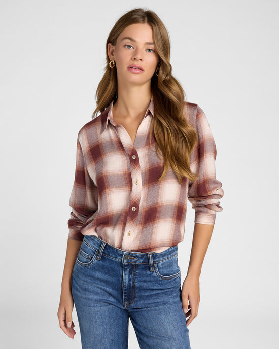 Taupe Rust Plaid $|& Thread & Supply Daphne Shirt - SOF Front