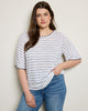 Plus Size Caty Elbow Sleeve Stitch Tee