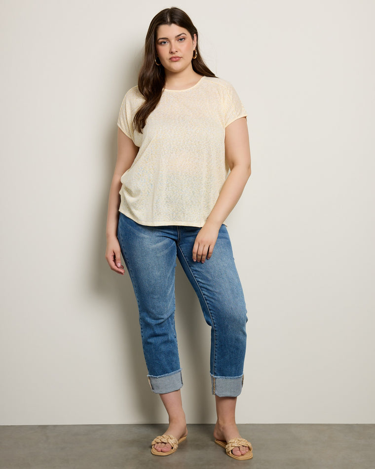 Pale Banana Wavy Stripe $|& Bobeau Caty Relaxed Striped Tee - UGC On Fig