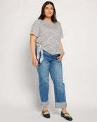 Ivory/Black $|& Bobeau Caty Side Tie Short Sleeve Tee - UGC On Fig