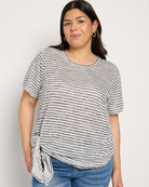 Ivory/Black $|& Bobeau Caty Side Tie Short Sleeve Tee - SOF Front