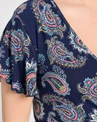 Blue Paisley $|& Loveappella Printed Short Sleeve Wrap Dress - SOF Full Front