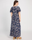 Blue Paisley $|& Loveappella Printed Short Sleeve Wrap Dress - SOF Back