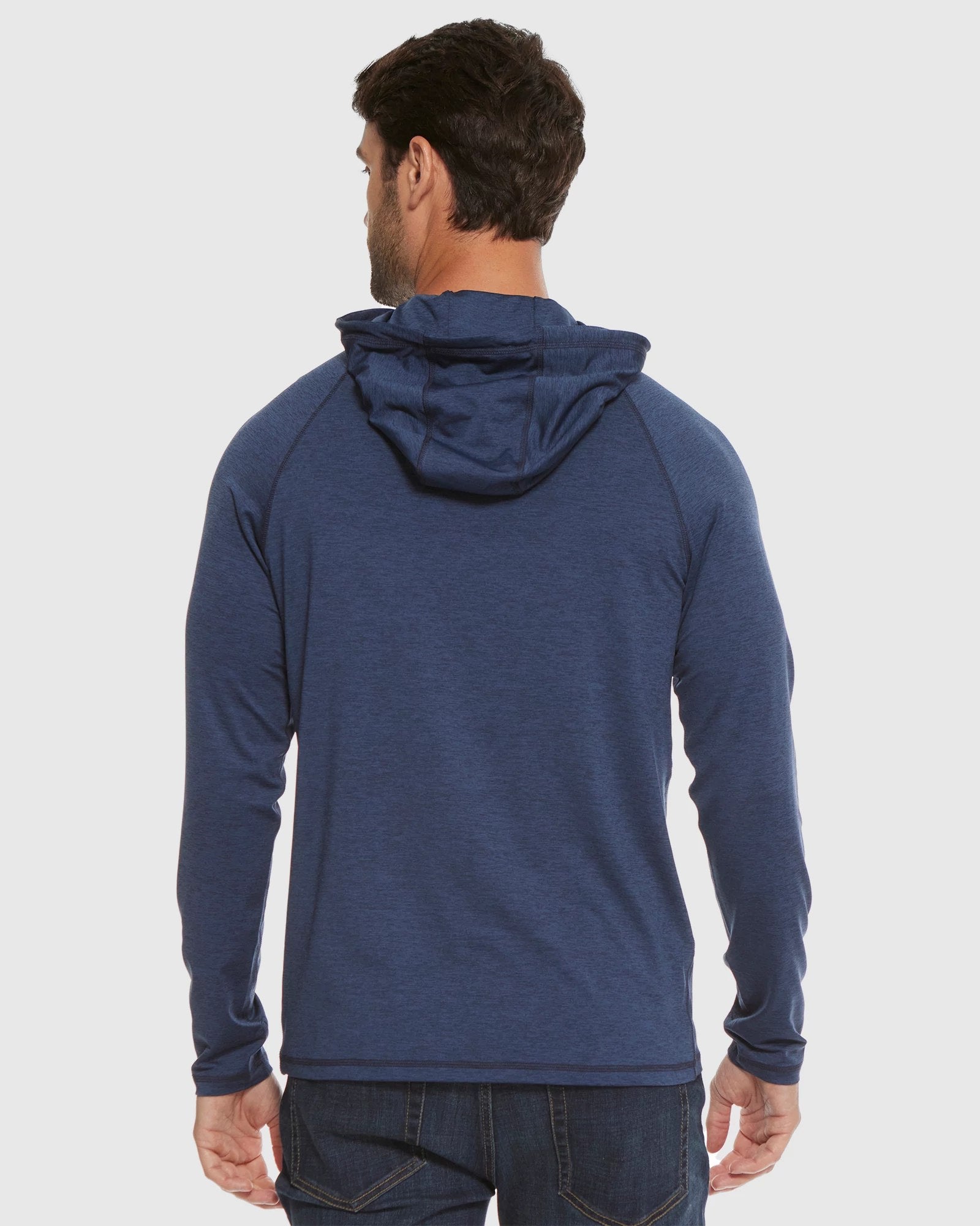 Navy Heather $|& Flag & Anthem Victory Performance Long Sleeve Hoodie - Hanger Side
