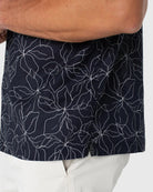 Navy/White $|& Liverpool Short Sleeve Button Up Camp Shirt - Hanger Back