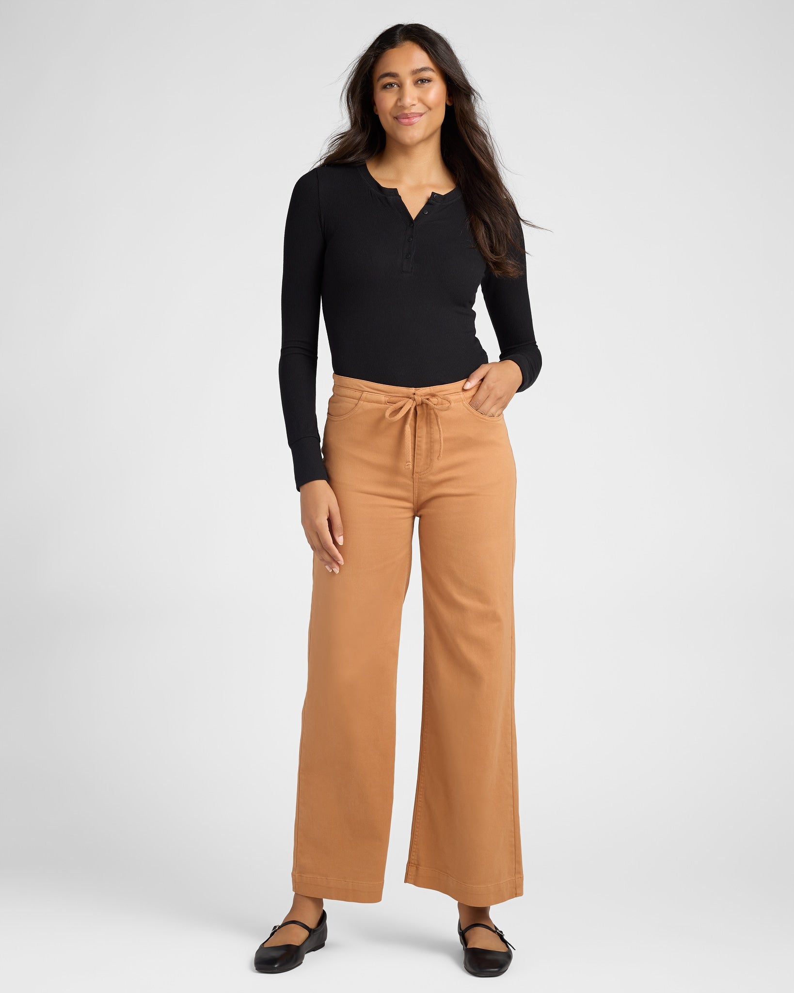 Faded Russet $|& Thread & Supply Norka Pants with Drawstring Waist - SOF Full Front