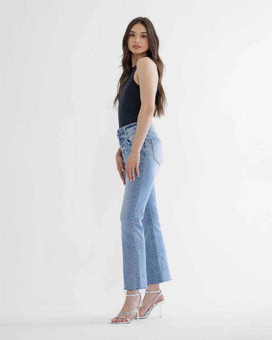 Capri Blue $|& Mica Denim High Rise Front Yoke Bootcut Jeans - VOF Side