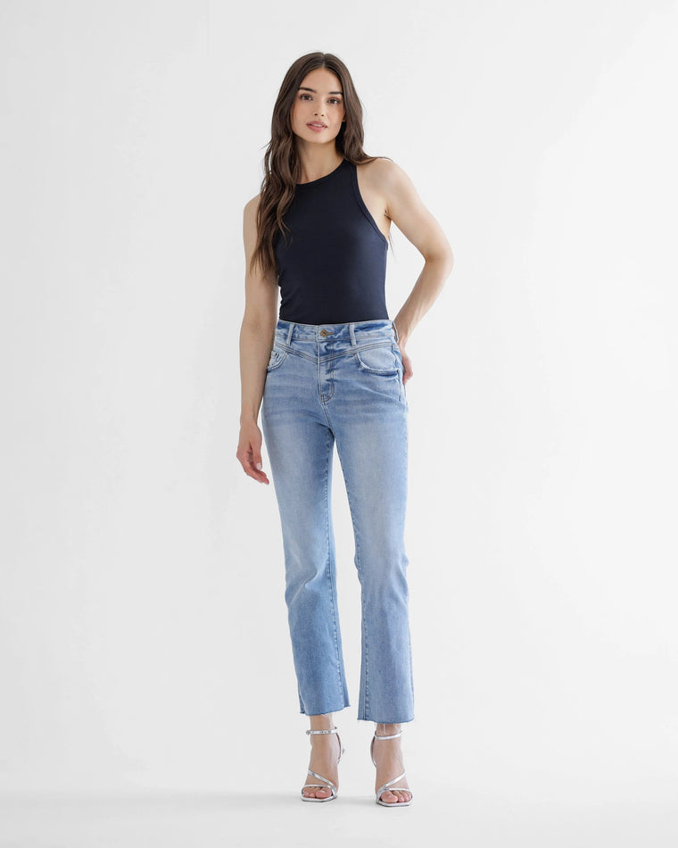 Capri Blue $|& Mica Denim High Rise Front Yoke Bootcut Jeans - VOF Front