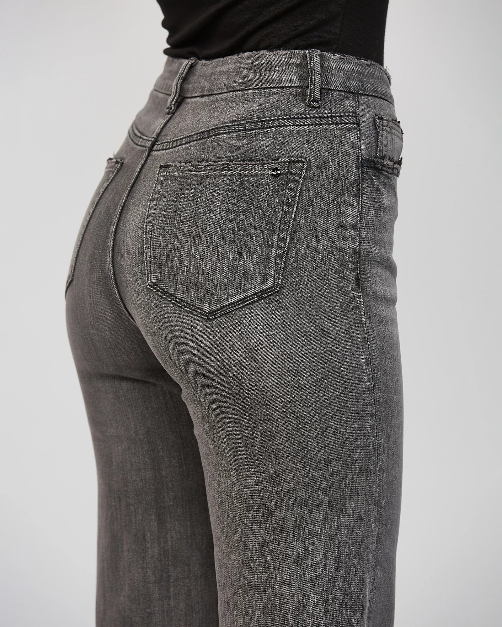 Dark Grey $|& Mica Denim Super High Rise Wide Leg Jeans - VOF Detail