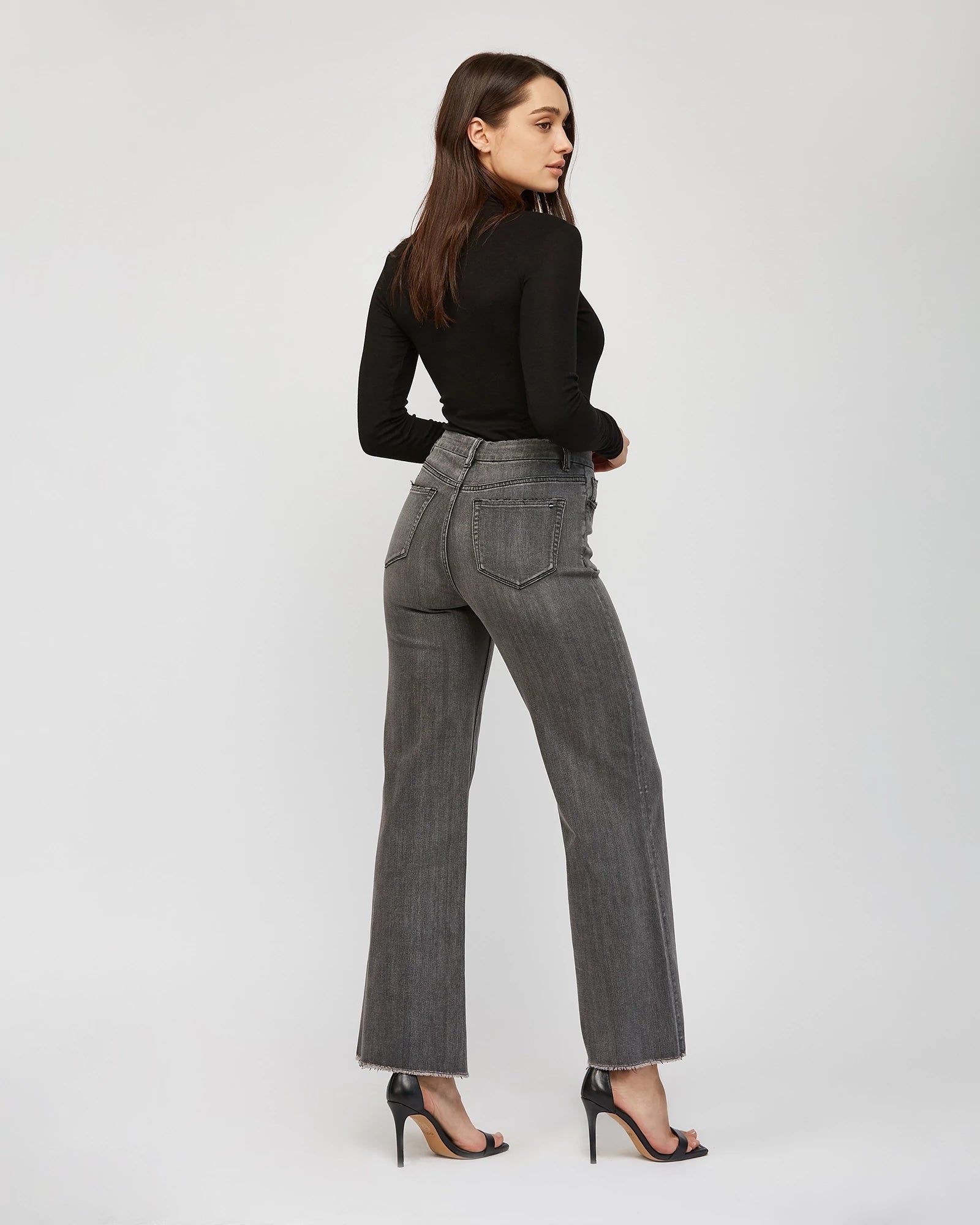 Dark Grey $|& Mica Denim Super High Rise Wide Leg Jeans - VOF Back