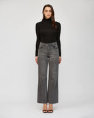 Dark Grey $|& Mica Denim Super High Rise Wide Leg Jeans - VOF Front