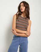 Truffle Multi Stripe $|& SEAS Together Again Tank - VOF Front