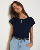 Sapphire $|& SEAS Merrit Island Short Sleeve Tee - SOF Front