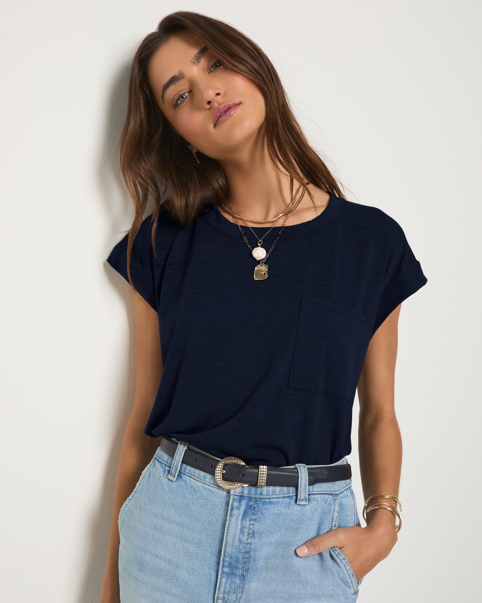 Sapphire $|& SEAS Merrit Island Short Sleeve Tee - SOF Front