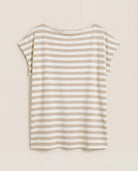 Birch White Stripe $|& SEAS Brentwood Boat Neck Stripe Top - Hanger Detail