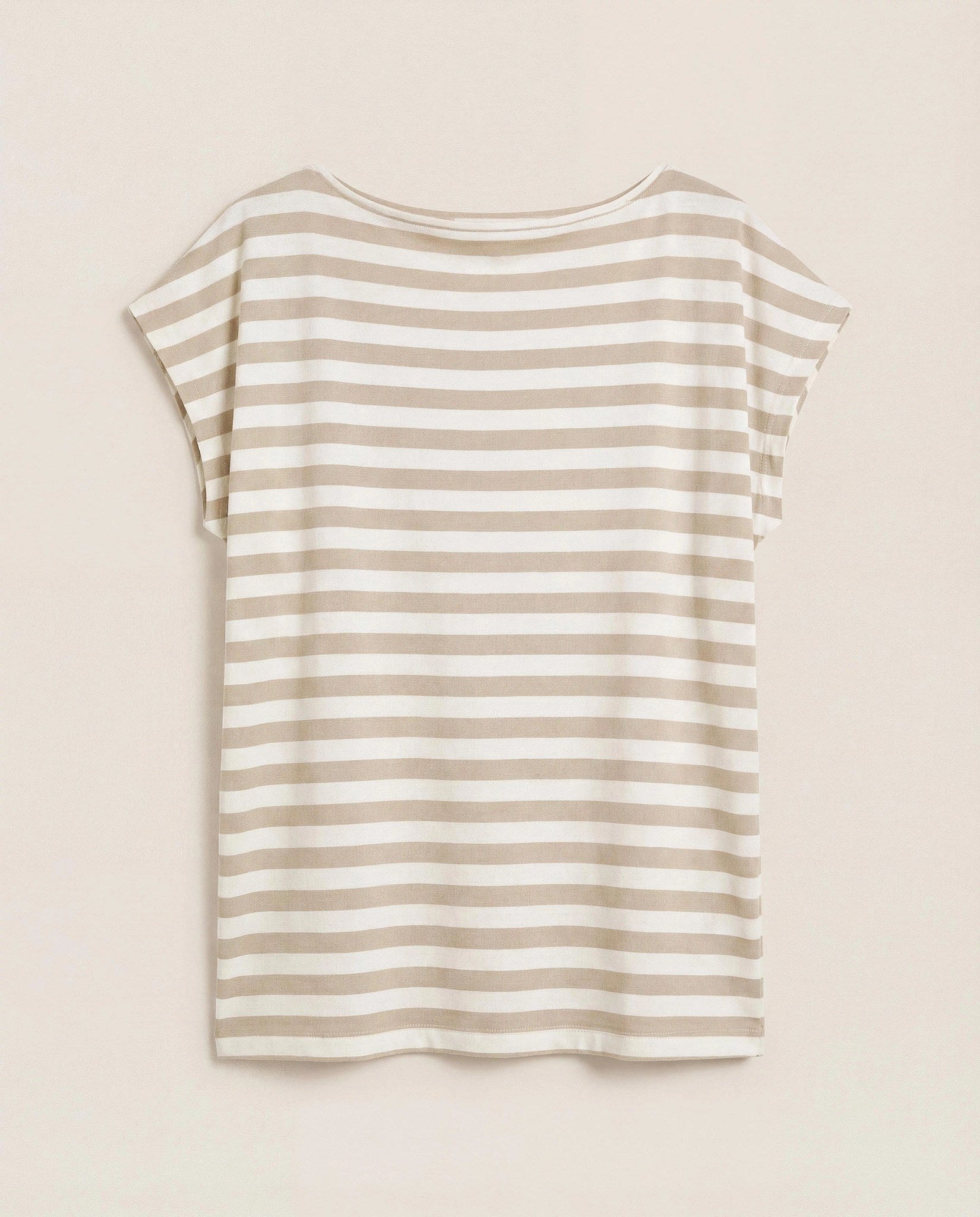 Birch White Stripe $|& SEAS Brentwood Boat Neck Stripe Top - Hanger Detail