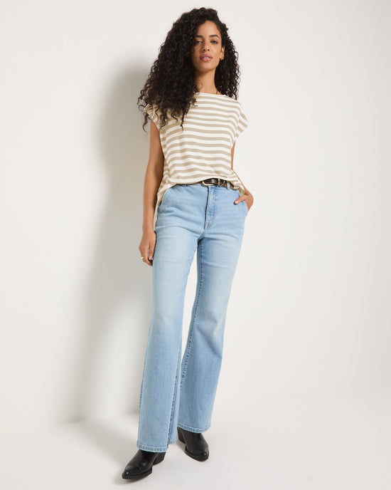 Birch White Stripe $|& SEAS Brentwood Boat Neck Stripe Top - UGC On Fig