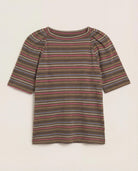 Truffle Multi Stripe $|& SEAS Seabreeze Boat Neck Puff Sleeve Tee - Hanger Detail