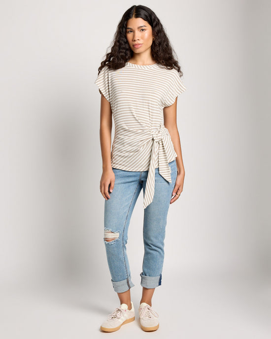 Birch/White Stripe $|& SEAS Tidal Tied Waist Tee - UGC On Fig
