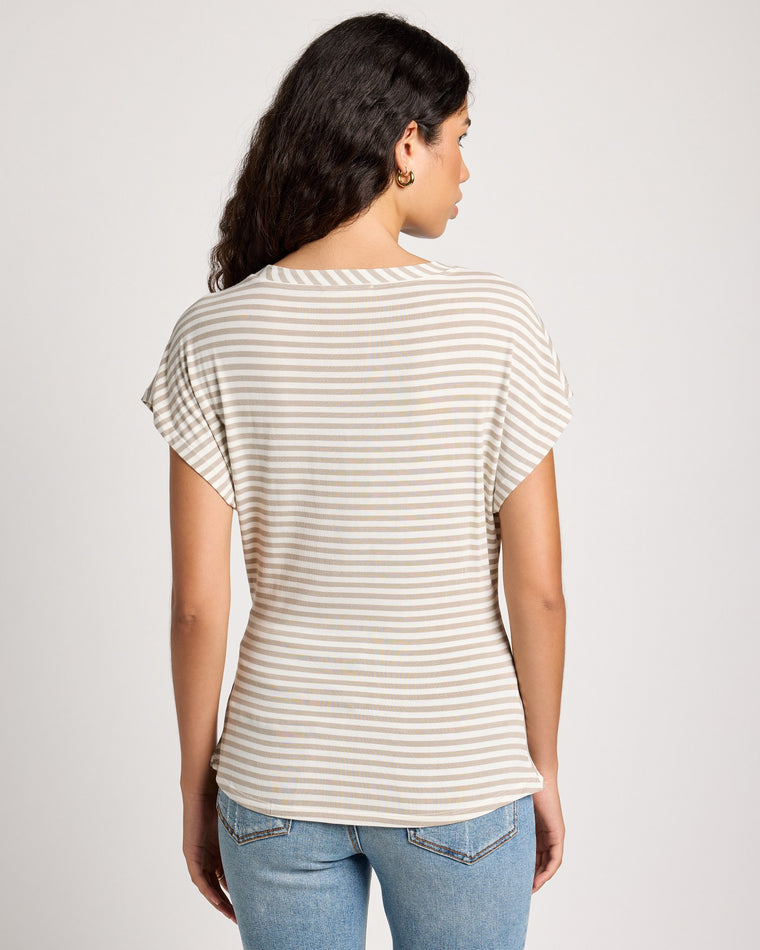 Birch/White Stripe $|& SEAS Tidal Tied Waist Tee - SOF Back