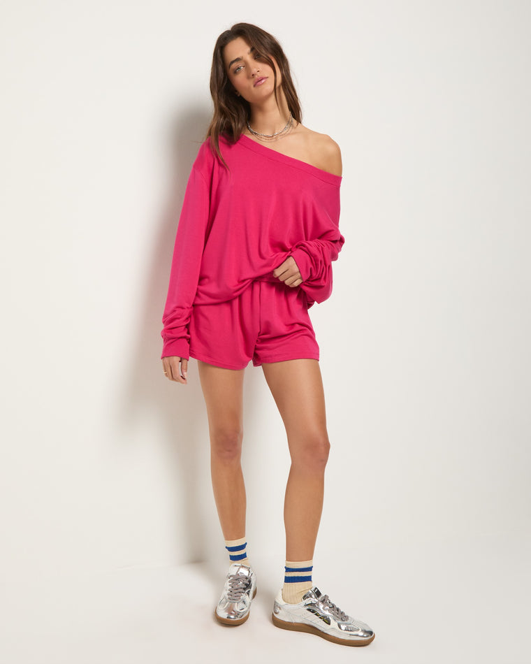 Magenta $|& SEAS Brooksville One Shoulder Sweatshirt - UGC On Fig