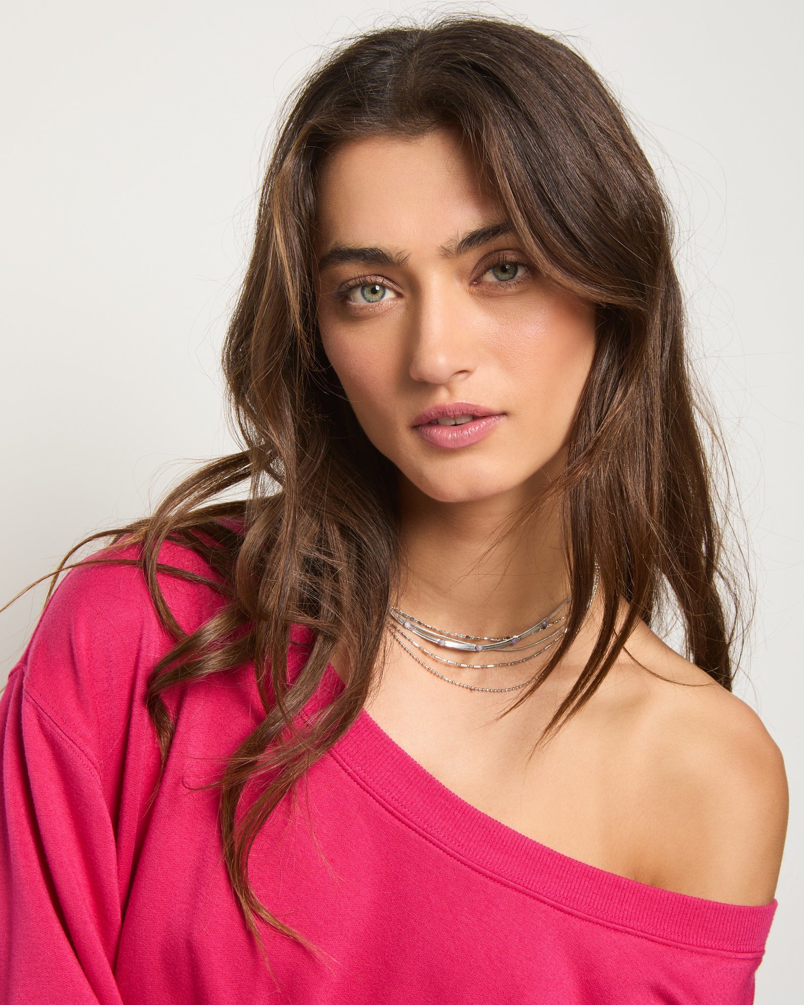 Magenta $|& SEAS Brooksville One Shoulder Sweatshirt - SOF Detail