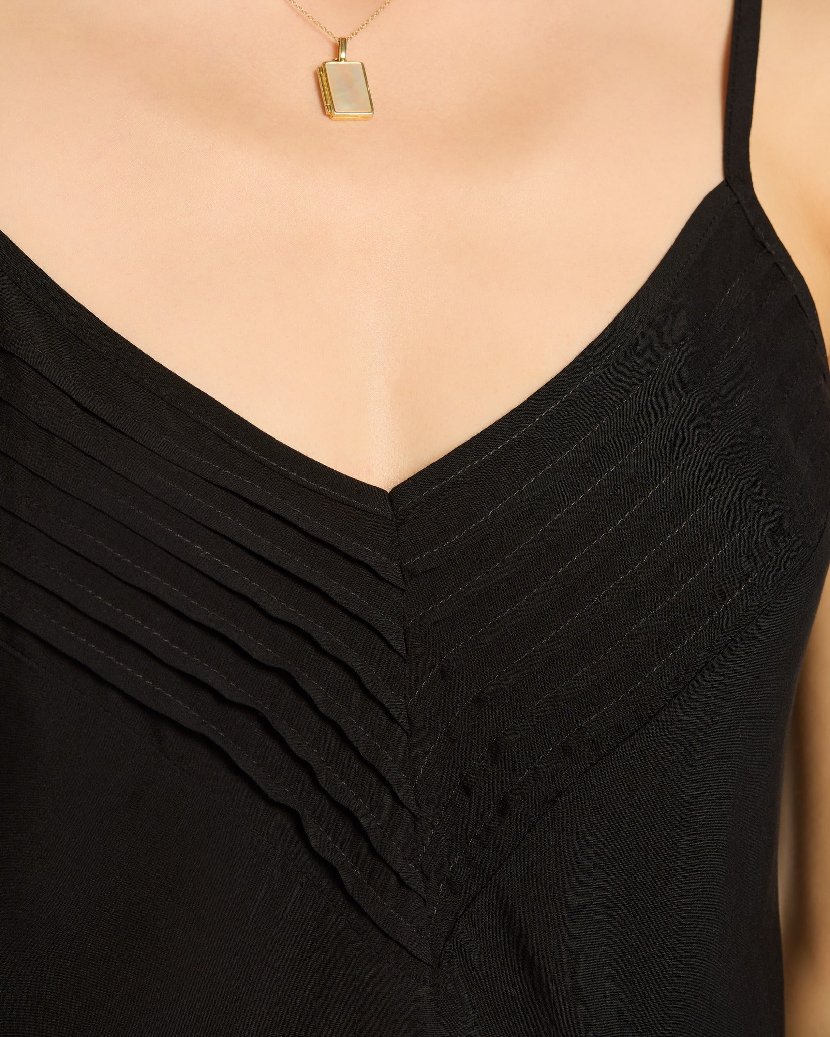 Black $|& SEAS Serene Spaghetti Strap Tank - SOF Full Front