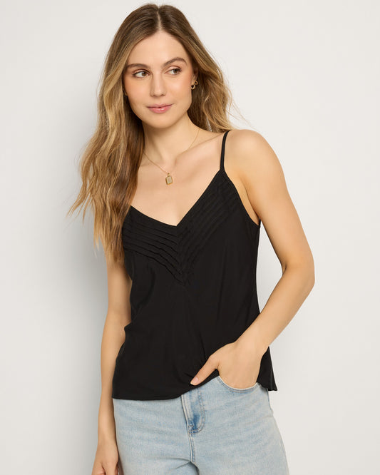 Black $|& SEAS Serene Spaghetti Strap Tank - SOF Front
