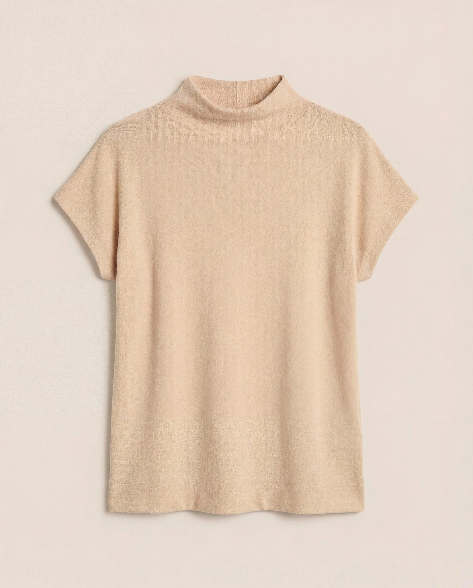 Oatmeal $|& SEAS Pier Funnel Neck Hacci Tee - Hanger Detail