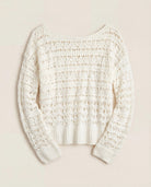 White $|& SEAS Sage Off Shoulder Pointelle Sweater - Hanger Detail