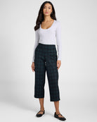 Dark Forest Tartan Plaid $|& Liverpool Mabel Pull-On Crop Straight Leg Trouser - UGC On Fig
