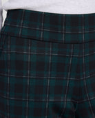 Dark Forest Tartan Plaid $|& Liverpool Mabel Pull-On Crop Straight Leg Trouser - SOF Full Front
