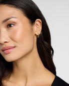 14k Gold $|& Native Gem Floating Emerald Huggies - SOF Back