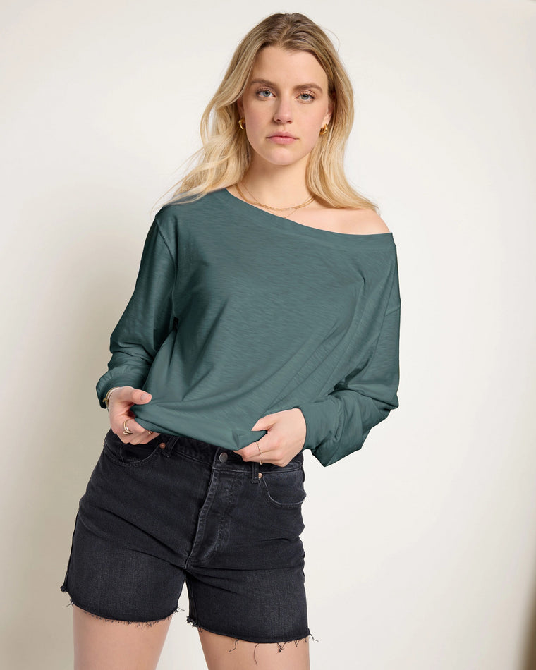 Lagoon $|& SEAS Brooksville Slub Off The Shoulder Top - SOF Front