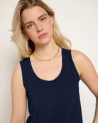 Sapphire $|& SEAS Redwood City Banded Slub Tank - SOF Full Front