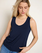 Sapphire $|& SEAS Redwood City Banded Slub Tank - SOF Front