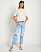 Lime Birch Stripe $|& SEAS Newport Striped Cropped Tee - UGC On Fig