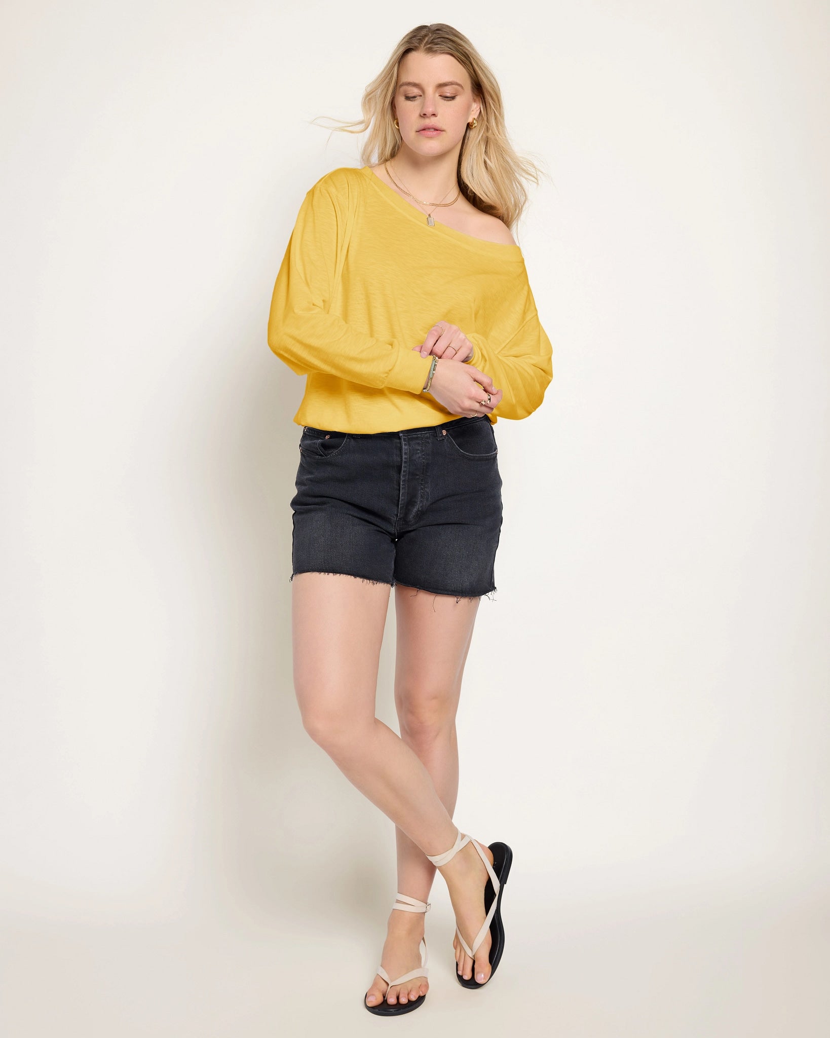 Golden $|& SEAS Brooksville Slub Off The Shoulder Top - UGC On Fig